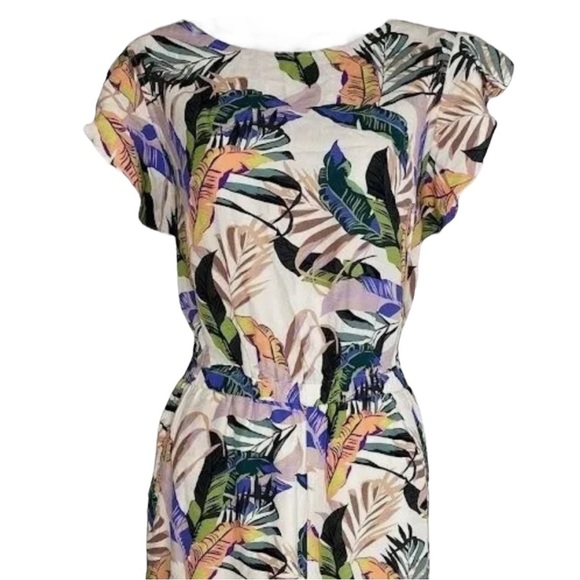 🌺SANCTUARY Antonella Tropical Palm Print Wide Leg Tie-back Jumpsuit Size M🌺 - Picture 5 of 10